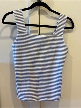 Blue and White Stripe Square Neck Tank Top size medium